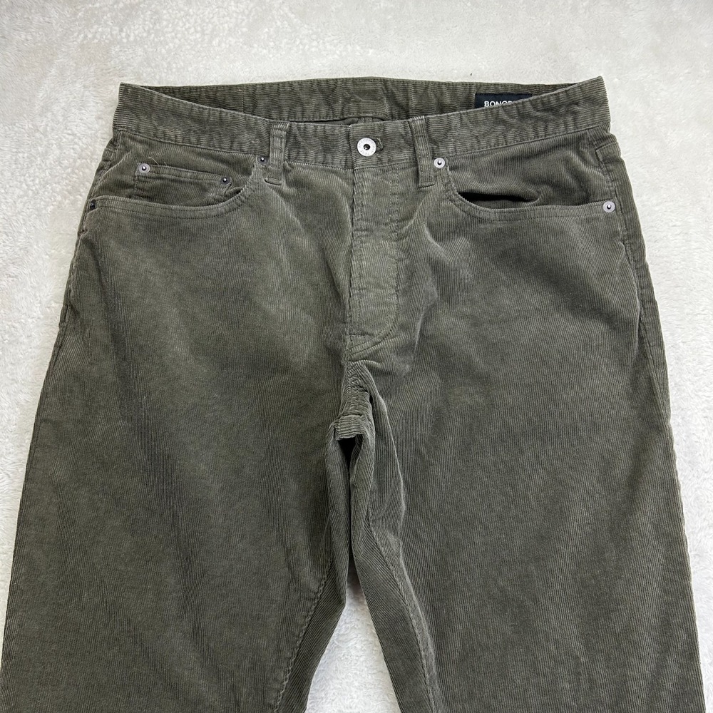 Bonobos Corduroy Pants Mens 33x30 Olive Green Slim Athletic Straight Fit Casual - Picture 4 of 16